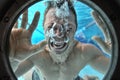 Drowning man underwater diver Royalty Free Stock Photo