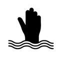 Drowning mens hand Vector Icon easily modify.