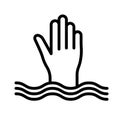 Drowning mens hand Vector Icon easily modify.