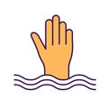 Drowning mens hand Vector Icon easily modify.