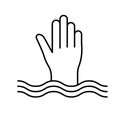 Drowning mens hand Vector Icon easily modify.