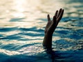 Drowning victims, Hand of drowning man needing help. Royalty Free Stock Photo