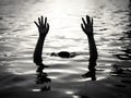 Drowning victims, Hand of drowning man needing help. Royalty Free Stock Photo