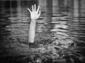 Drowning victims, Hand of drowning man needing help. Royalty Free Stock Photo