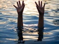 Drowning victims, Hand of drowning man needing help. Royalty Free Stock Photo