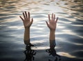 Drowning victims, Hand of drowning woman needing help Royalty Free Stock Photo