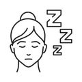 Drowsiness black line icon. Flu symptom. A state of strong desire for sleep, or sleeping for unusually long periods. Pictogram for
