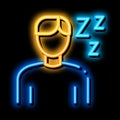 Drowsiness Man neon glow icon illustration