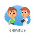 Drowsiness medical concept. Vector illustration.