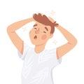 Drowsy Man Stretching and Yawning Feeling Need for Sleep Vector Illustration