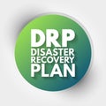 DRP - Disaster Recovery Plan acronym, business concept background