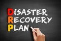 DRP - Disaster Recovery Plan acronym, business concept on blackboard