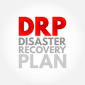 DRP Disaster Recovery Plan - document created by an organization that contains detailed instructions on how to respond to Royalty Free Stock Photo