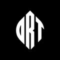DRT circle letter logo design with circle and ellipse shape. DRT ellipse letters with typographic style. The three initials form a Royalty Free Stock Photo