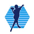 Silhouette of a male american football athlete in action pose. Royalty Free Stock Photo