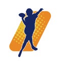 Silhouette of a male american football athlete in action pose. Royalty Free Stock Photo