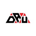 DRU triangle letter logo design with triangle shape. DRU triangle logo design monogram. DRU triangle vector logo template with red Royalty Free Stock Photo