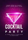 Vector Happy Hour Cocktail Disco Party Poster With Detail Glas And Sparkles. Flyer Event Design Template Royalty Free Stock Photo