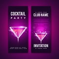 Vector Illustration Cocktail Party Invitation. Flyer or Poster Design Template with Cocktail Glass and Text Royalty Free Stock Photo