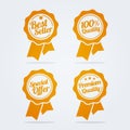 Vector illustration flat ribbonicon. Medal in flat style with Best Seller, 100% Quality, Special Offer, Premium Quality