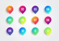 Vector Arrow Bullet Point Colorful Gradient 3d Markers With Number 1 To 12