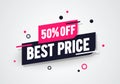 Vector Illustration Modern Best Half Price 50% Off Shop Now Advertisement Label Royalty Free Stock Photo