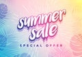 Vector Trendy Hot Summer Sale Banner. Season Holiday Time Wallpaper. Happy Modern Fashionable Styling Lettering. Royalty Free Stock Photo