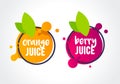 Vector Illustration fresh berry and orange fruit label icon. healthy juice design sticker.