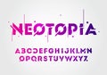Vector illustration abstract technology neon font and alphabet. techno effect logo designs. Typography digital space concept. Royalty Free Stock Photo