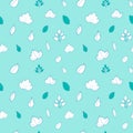 Hand drawn seamless pattern with different leaf textile patches with seams