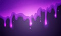 Vector illustration glitter slime dripping on violet background. Glossy purple texture