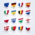 Vector illustration origami pin flags of the world, europe set Royalty Free Stock Photo