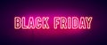 Vector Illustration colorful retro black friday neon light banner. Royalty Free Stock Photo