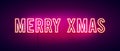 Vector Illustration Colorful Merry Christmas Neon Sign Banner.