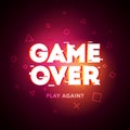 Vector illustration modern game over glitch background. Glitched retro game backdrop.