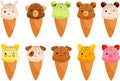 Vector illustration of cute animal ice creams