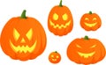 Vector illustration of various Halloween pumpkins