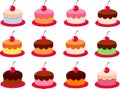 Vector illustration of simple stylized cakes