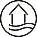 House and waves, house, vacation home, real estate, family house, logo