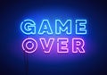 Vector Illustration Modern Game Over Neon Sign With Blue And Pink Glow Effect