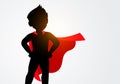 Vector Illustration Silhouette Of Child In Superhero Costume. Kid In Super Hero Pose. Royalty Free Stock Photo