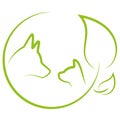 Heart with dog and cat, veterinarian logo, animals logo, icon, animal keeper logo, animal keeper icon Royalty Free Stock Photo