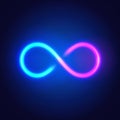 Vector Illustration Modern Futuristic Neon Glow Infinity Sign In Duo Colors.