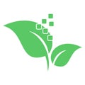 Leaves, plant and pixels, garden and plants logo, Photo and video logo