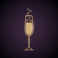 Vector Illustration Golden Champagne Glass Icon On Dark Background Royalty Free Stock Photo