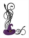 Halloween angle border with witch hat and swirl pattern