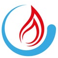 Water and flame, Drops of water and fire, plumber logo, tools logo, plumber icon, logo