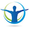Person in motion, fitness and health, sport and alternative practitioner, physiotherapy logo