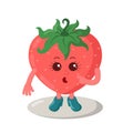 Cute thoughtful or surprised strawberry with high heels.