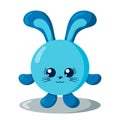 Funny cute kawaii hare with round body in flat design with shadows.